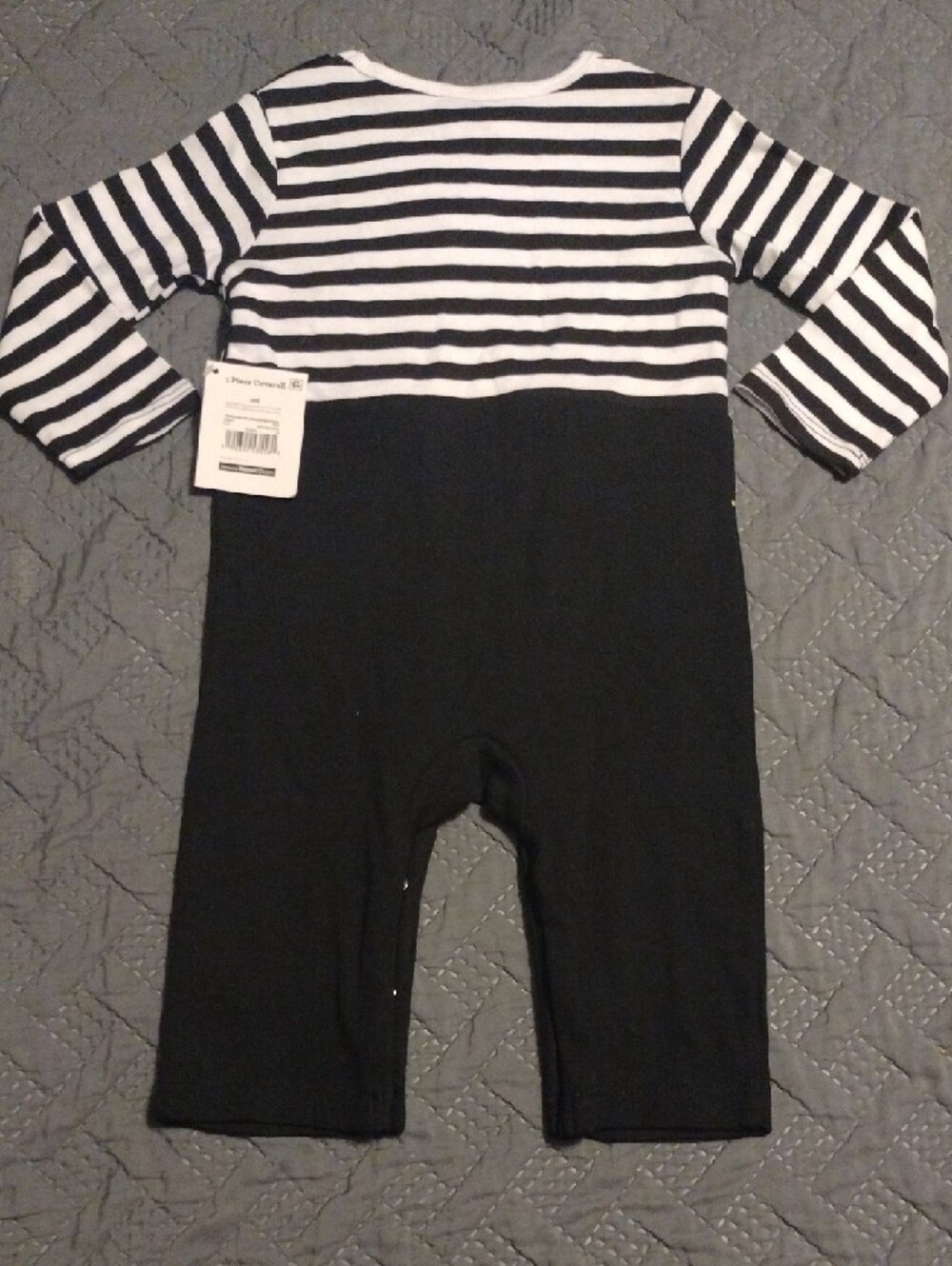 Baby Pirate One-Piece with Striped Sleeves and Gold Accents - Picture 9 of 9